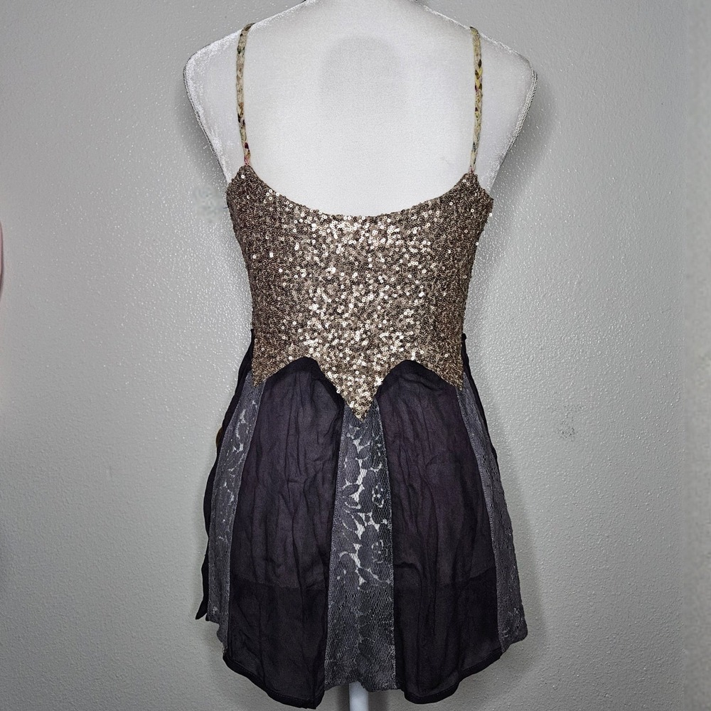 Gimmicks by BKE Gold Sequin Purple Lace Mixed Media Camisole Top - Picture 2 of 6